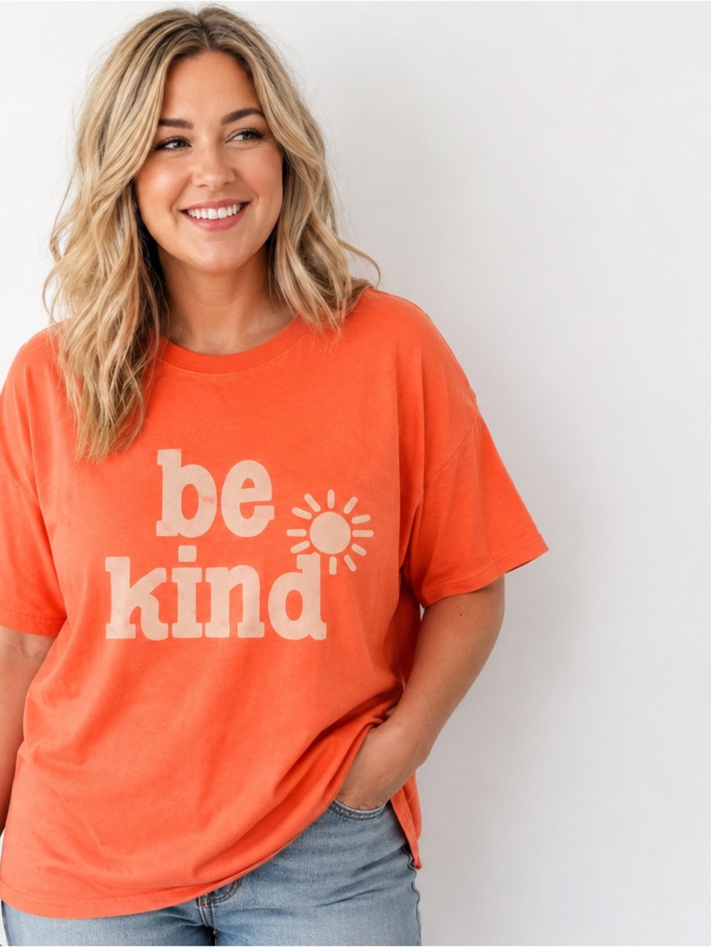 Port & Company “Be Kind” Graphic T-Shirt – Orange – Size XL